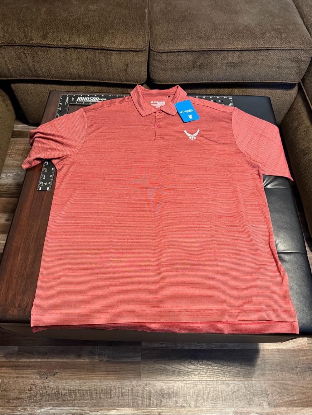 Columbia Men’s Coral Red Heather Polo with Embroidered Emblem
